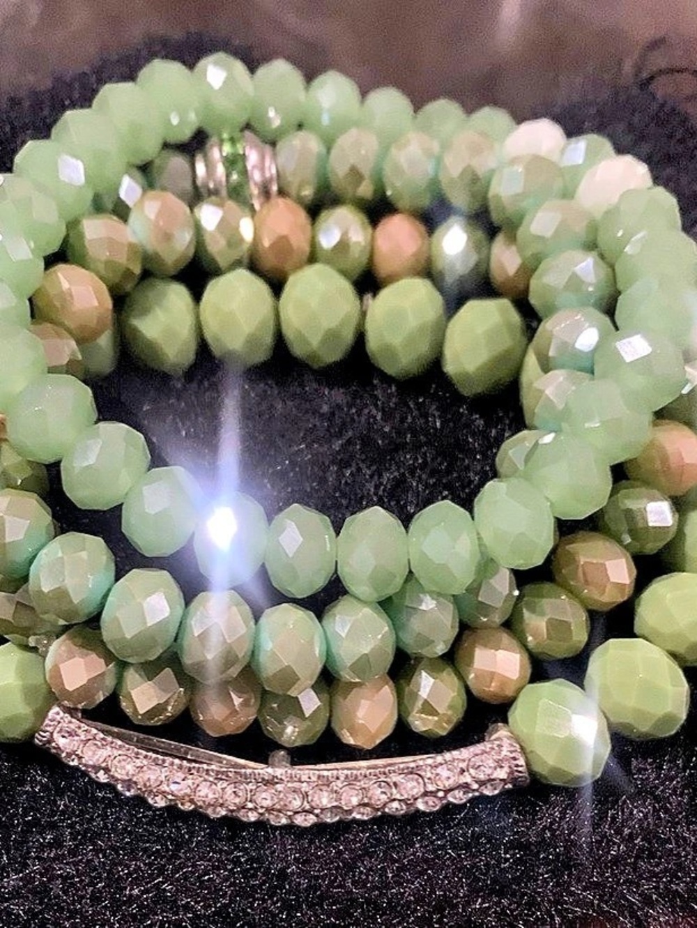 Green Beaded Bracelet Stack